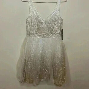 Lulus White and Gold Mini Party Dress NWT